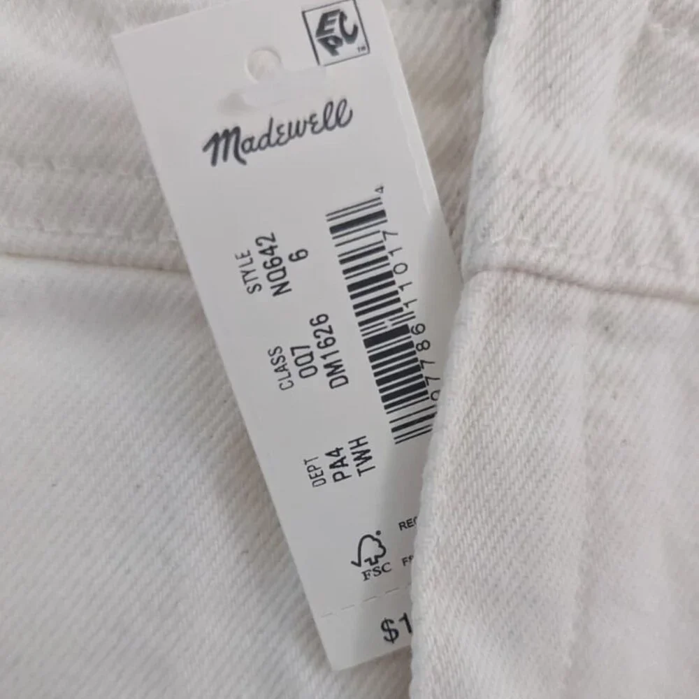 Madewell White Denim A-Line Mini Dress Square Neck Sleeveless NWT - Picture 4 of 4